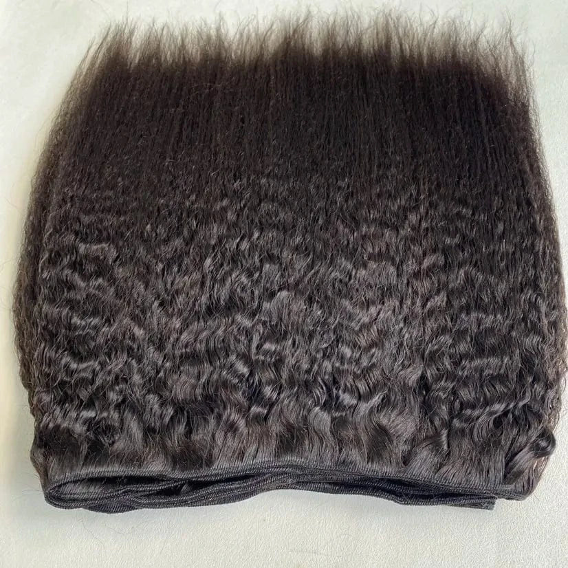 Wholesale Yaki Kinky Straight Machine Hair Weft 100% Human Hair Bundles For Black Women
