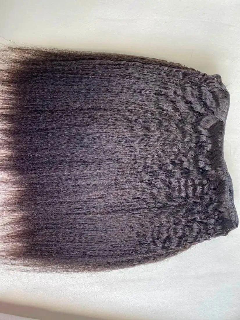 Wholesale Yaki Kinky Straight Machine Hair Weft 100% Human Hair Bundles For Black Women