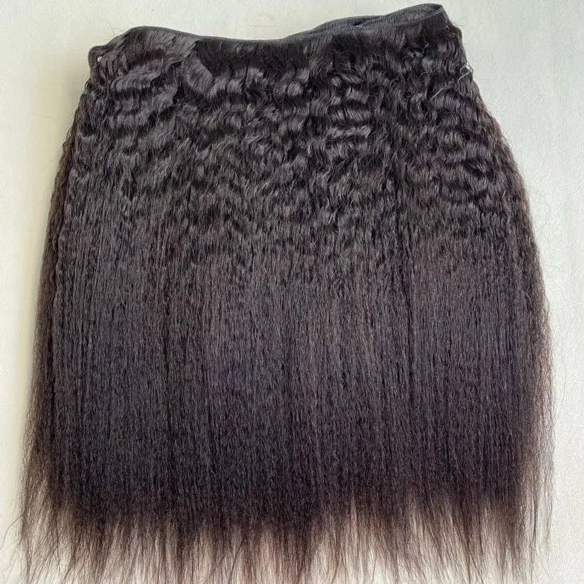 Wholesale Yaki Kinky Straight Machine Hair Weft 100% Human Hair Bundles For Black Women