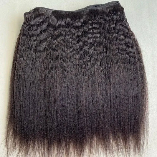 Wholesale Yaki Kinky Straight Machine Hair Weft 100% Human Hair Bundles For Black Women