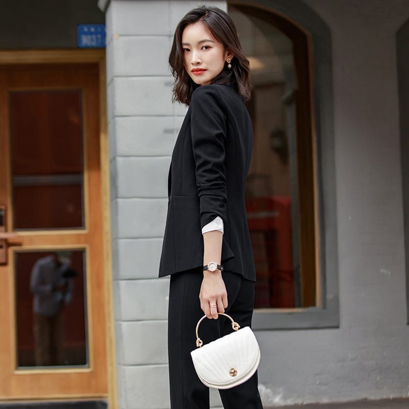 Wholesaler 2 Pieces Big Pocket Single Button OEM Formal Pant Suit for Women Work Wear Office Lady Uniform Style Business Set