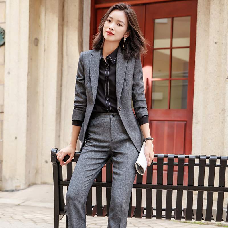 Wholesaler 2 Pieces Big Pocket Single Button OEM Formal Pant Suit for Women Work Wear Office Lady Uniform Style Business Set