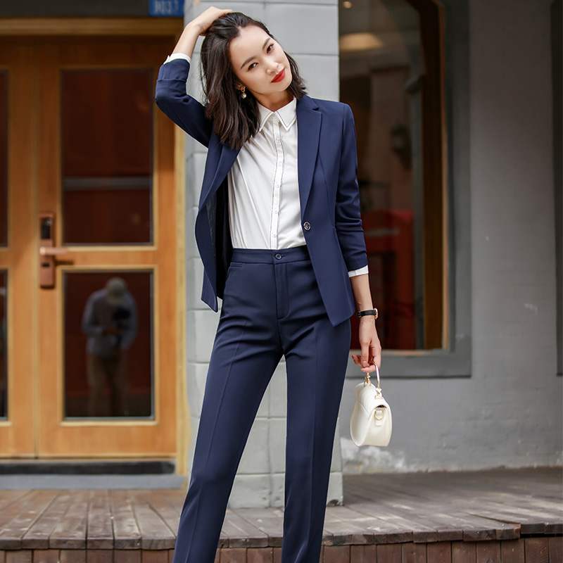 Wholesaler 2 Pieces Big Pocket Single Button OEM Formal Pant Suit for Women Work Wear Office Lady Uniform Style Business Set