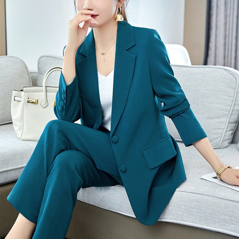 Wholesaler 2 Pieces Suit Set Formal Pant Suit Uniform Designs for Women Business Office Lady Fashion Blazer Work Wear Suits
