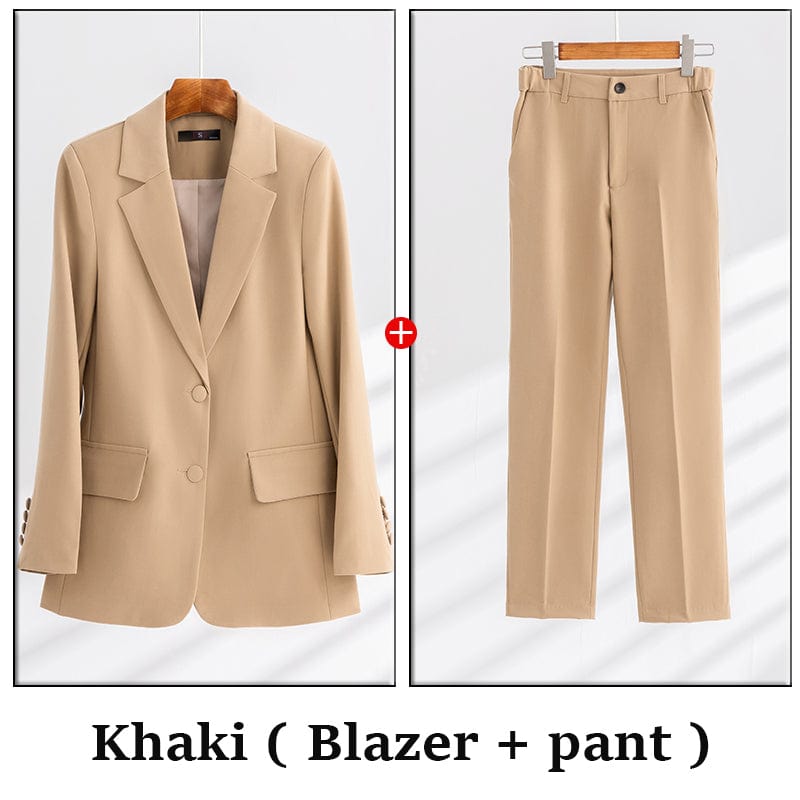 Wholesaler 2 Pieces Suit Set Formal Pant Suit Uniform Designs for Women Business Office Lady Fashion Blazer Work Wear Suits