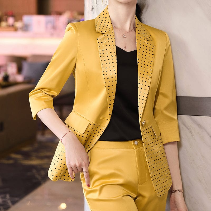 Wholesaler Two Piece Suit Set Women Elegant Pant Suits Half Sleeve Blazer Business Office Lady Work Women Fashion Suits
