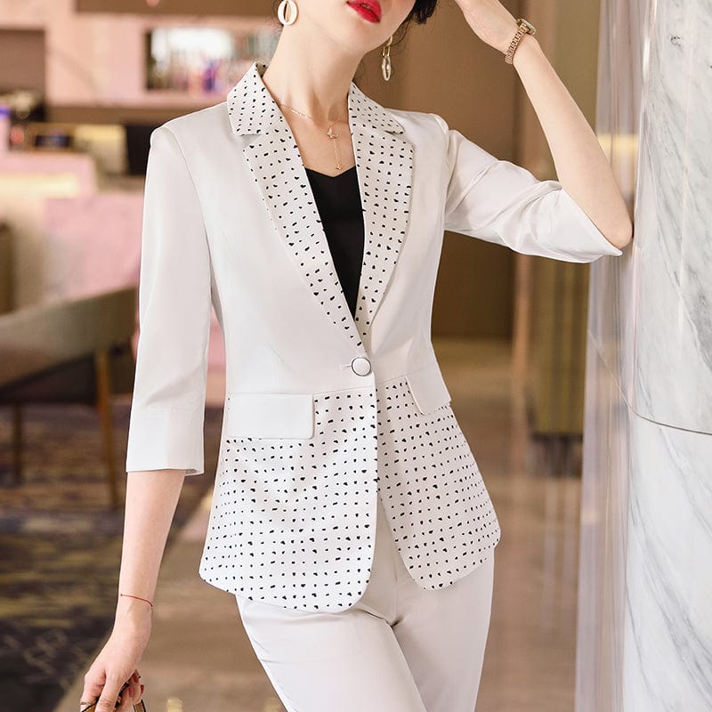 Wholesaler Two Piece Suit Set Women Elegant Pant Suits Half Sleeve Blazer Business Office Lady Work Women Fashion Suits