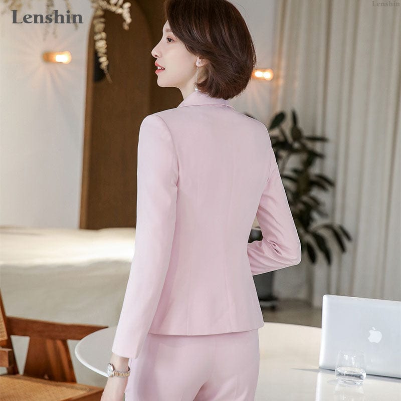 Wholesales 2 Pieces set Fashion Casual Pant Suit Office Lady Ankle-length Uniform for Women Business Work Wear with trousers