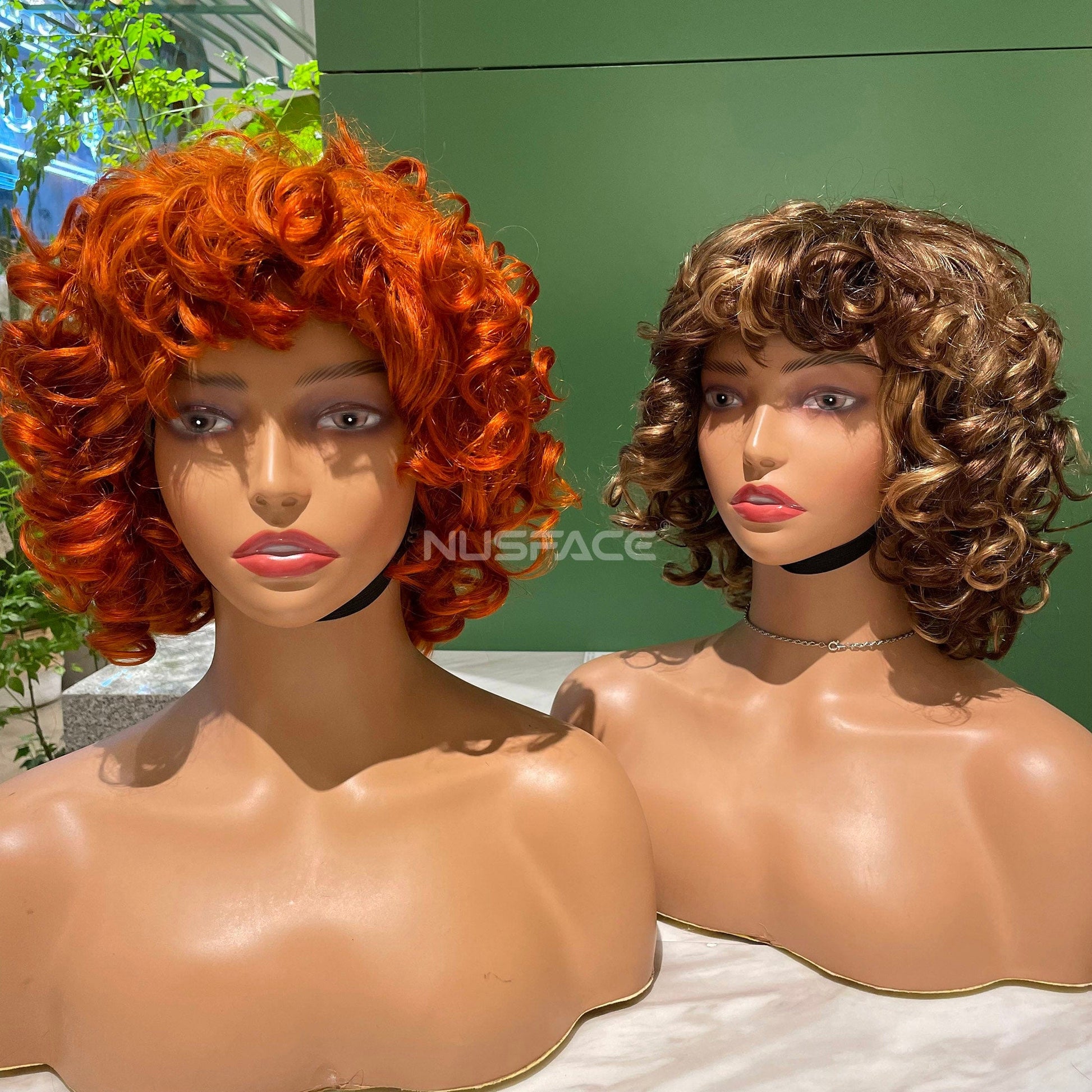 Wholesales Fumi Super Double Drawn Afro Short Bob Loose Curly Wigs With Bang Human Hair Brazilian Rose Curl Fringe Wigs