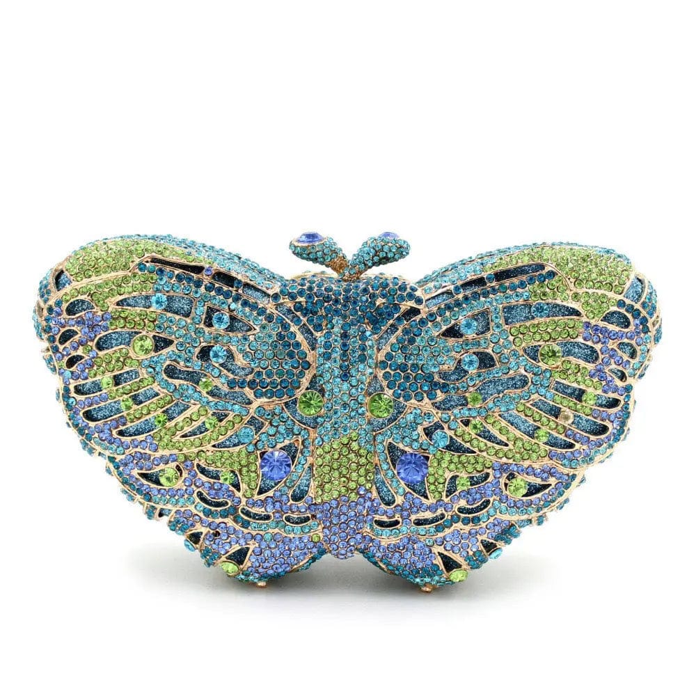 Wholesales Luxury Crystal Rhinestone Party Clutch Purse Full Crystal Butterfly Shape Evening Bag Diamond Handbag