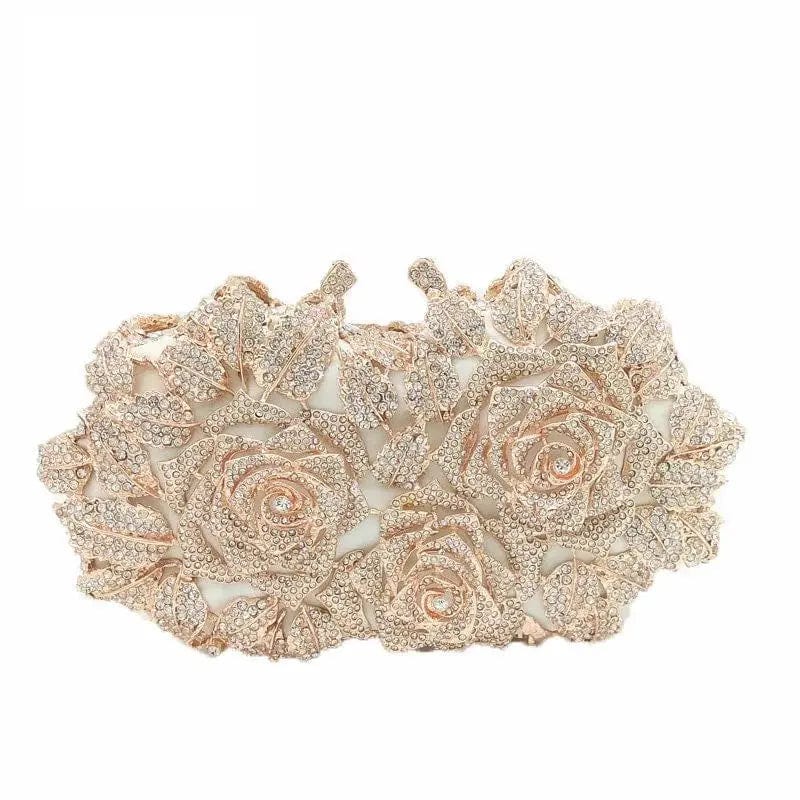 Wholesales Luxury Expensive Sparkle Crystal Rhinestone Clutch Purse Elegant Flower Evening Bridal Dinner Bag Wedding Party Bag