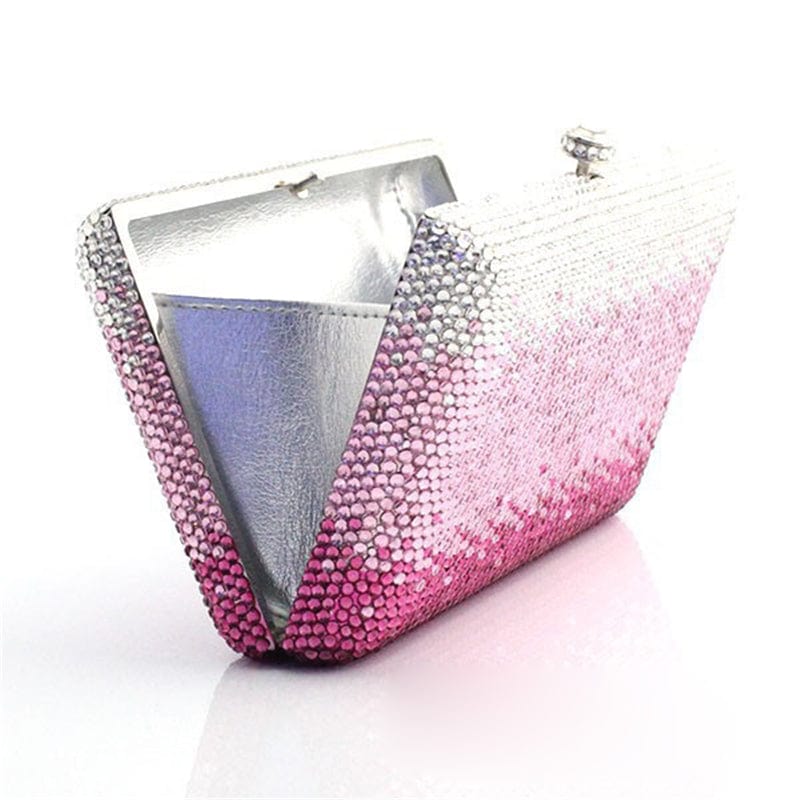 Wholesales Women Evening Bags Pink Crystal Clutches with Spikes Ladies Formal Diamond Purse Rhinestone Wallet