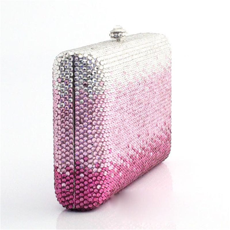 Wholesales Women Evening Bags Pink Crystal Clutches with Spikes Ladies Formal Diamond Purse Rhinestone Wallet