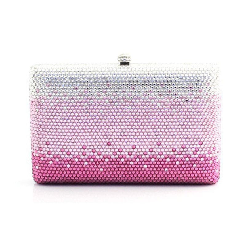 Wholesales Women Evening Bags Pink Crystal Clutches with Spikes Ladies Formal Diamond Purse Rhinestone Wallet