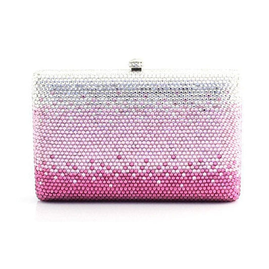Wholesales Women Evening Bags Pink Crystal Clutches with Spikes Ladies Formal Diamond Purse Rhinestone Wallet
