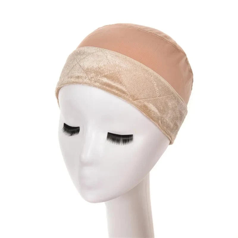 Whosale Velvet Grip Adjustable Headband Cap Wig With Elastic Band
