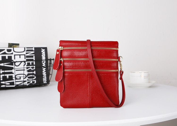 wine red 2022 fashion genuine leather women messenger bag pure colour women crossbody bag