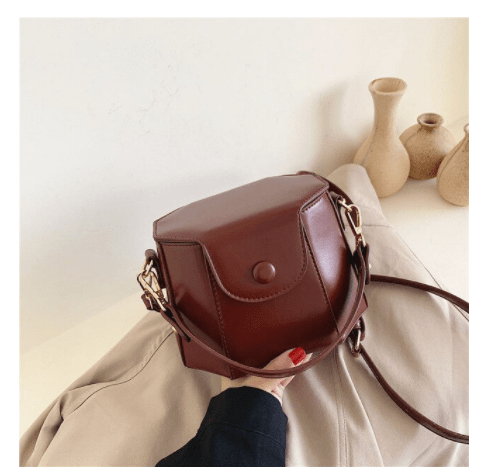 Wine Red 2022 PU Leather Shoulder Bucket Bags Box Shape Luxury Purses and Handbags Women Ladies