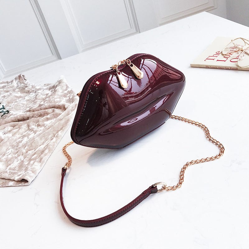 Wine Red Janhe Fashion Cute bolsas feminina Crossbody Bag Women Lip Shaped Punching Handbags Clutch Evening Bag Purse For Girls