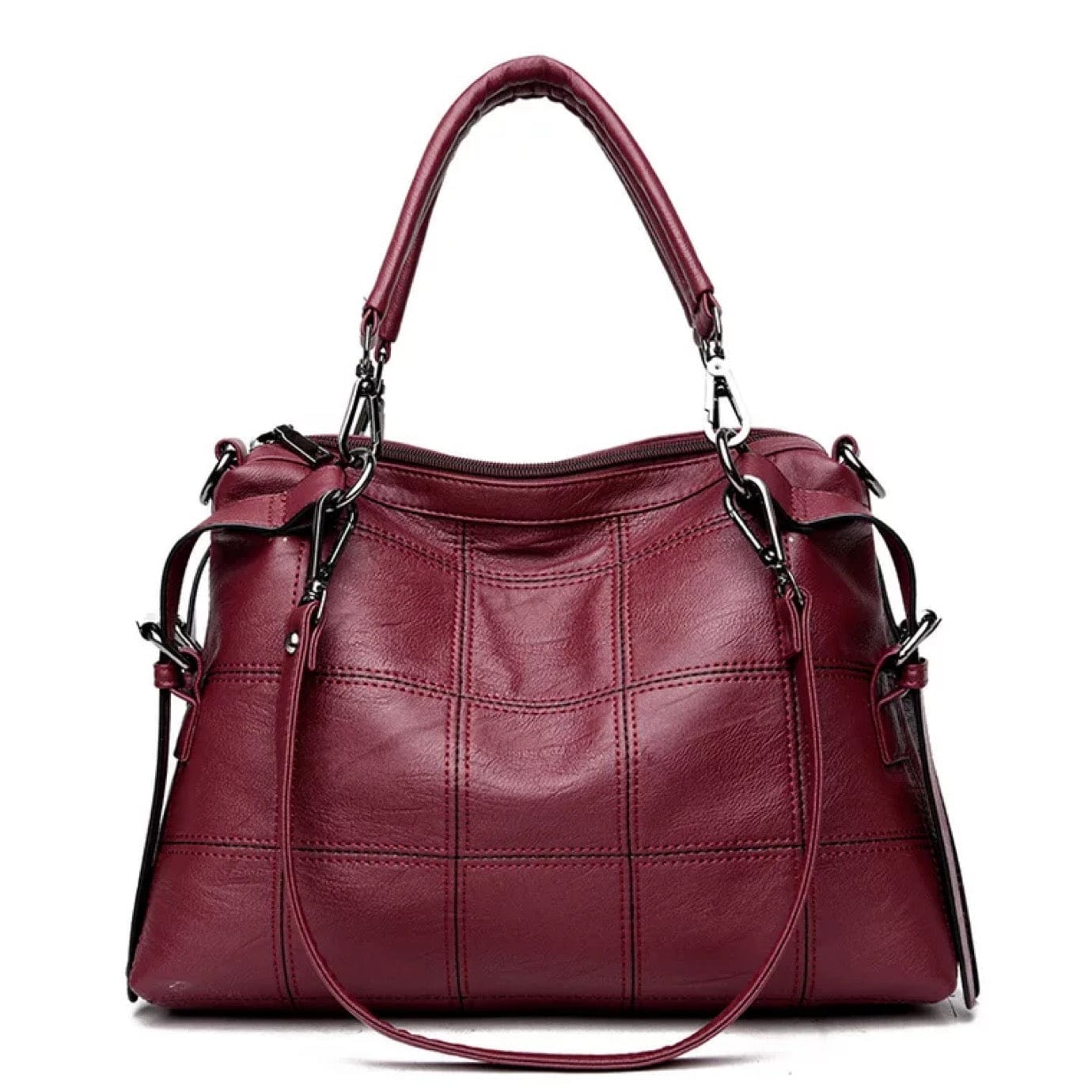 Wine red New European and American fashion women's single shoulder slung soft leather large capacity handbag