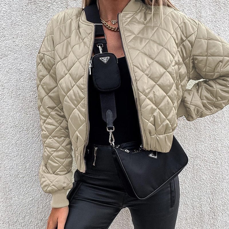 Winter coat womens bubble coat custom Diamond quilted cotton lining streetwear women cropped puffer jacket