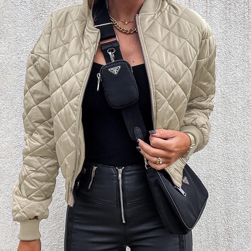 Winter coat womens bubble coat custom Diamond quilted cotton lining streetwear women cropped puffer jacket