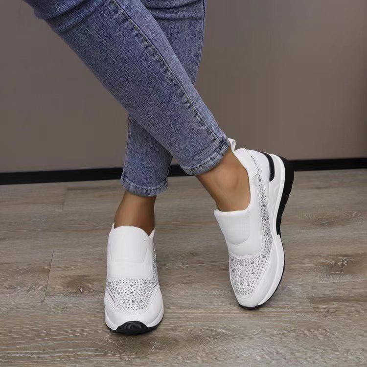 Winter new arrival fashion luxury customized lady casual shoes slip on comfortable high increasing wadge heels customized shoes