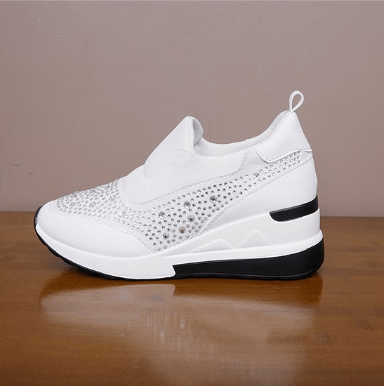 Winter new arrival fashion luxury customized lady casual shoes slip on comfortable high increasing wadge heels customized shoes