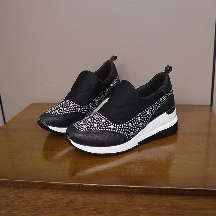 Winter new arrival fashion luxury customized lady casual shoes slip on comfortable high increasing wadge heels customized shoes