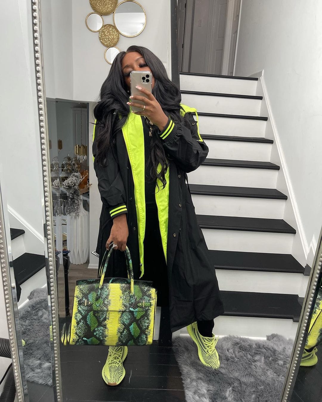 Winter New Design Patchwork Color Belt Waist Hoodie Windbreaker Long Jacket Hooded Trench Women's Coat