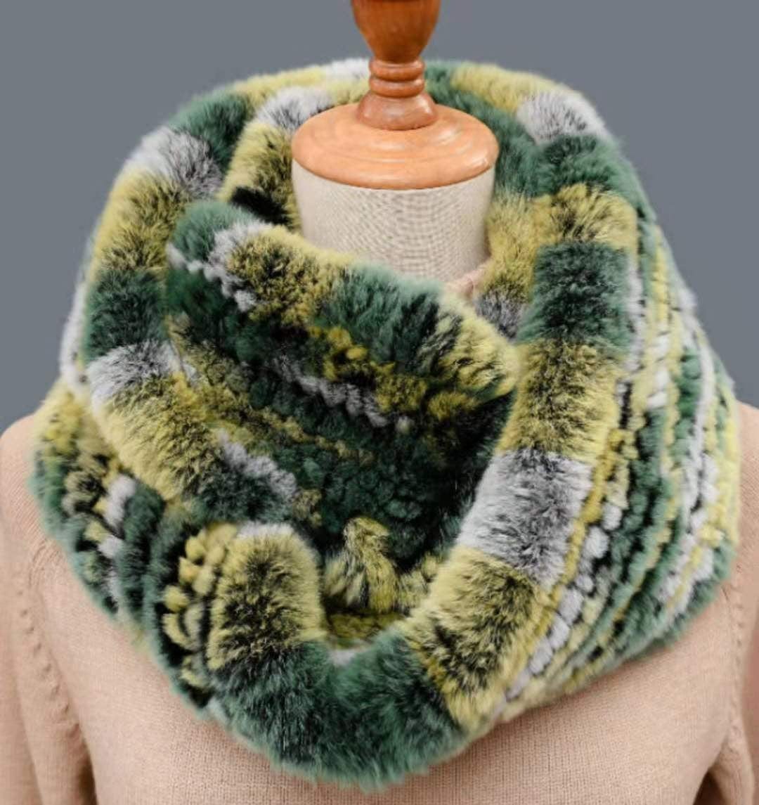 Winter New Luxury Warm Rex Rabbit Fur Fluffy Furry Women Fur Scarves Ladies Soft Volume Neck Ring Scarves