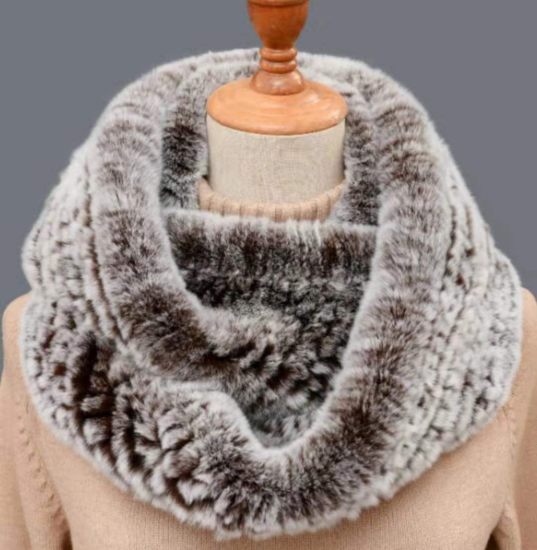 Winter New Luxury Warm Rex Rabbit Fur Fluffy Furry Women Fur Scarves Ladies Soft Volume Neck Ring Scarves