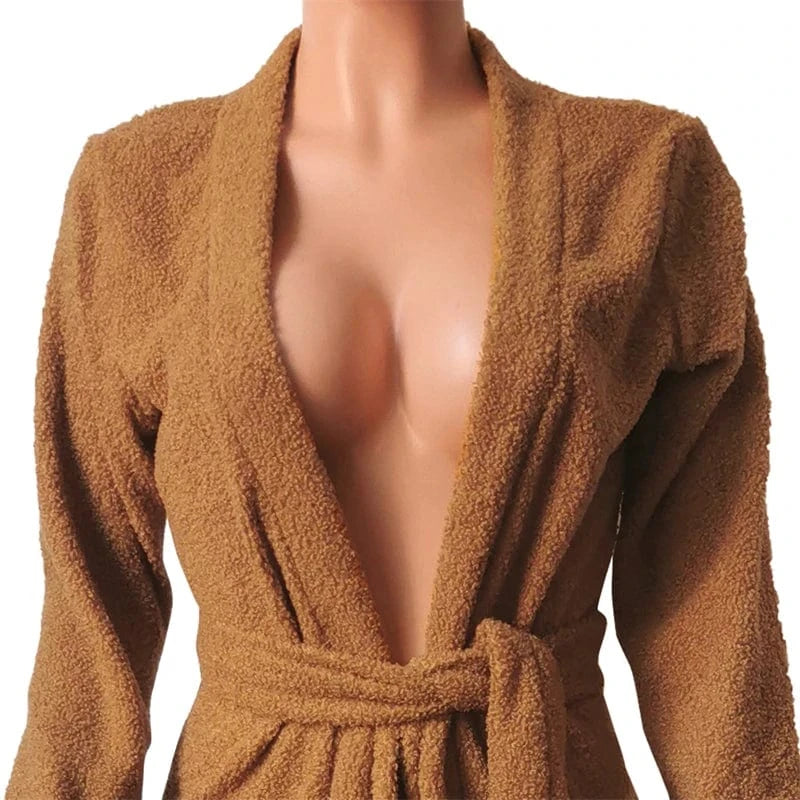 winter warm soft comfy flannel fleece two 2 piece long cardigan and pants set pajamas homewear clothing clothes for women winter