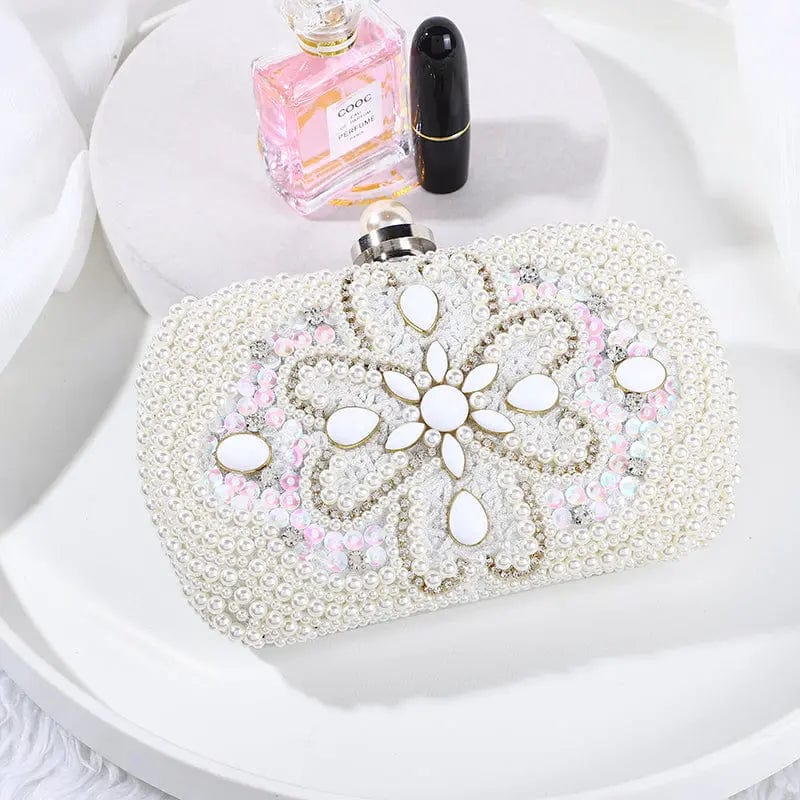 Winter White Factory Wholesale Ladies Portable Messenger Designer Luxury Handbag Elegant Rhinestone Laser Sequin Beaded Handbag Evening Bag