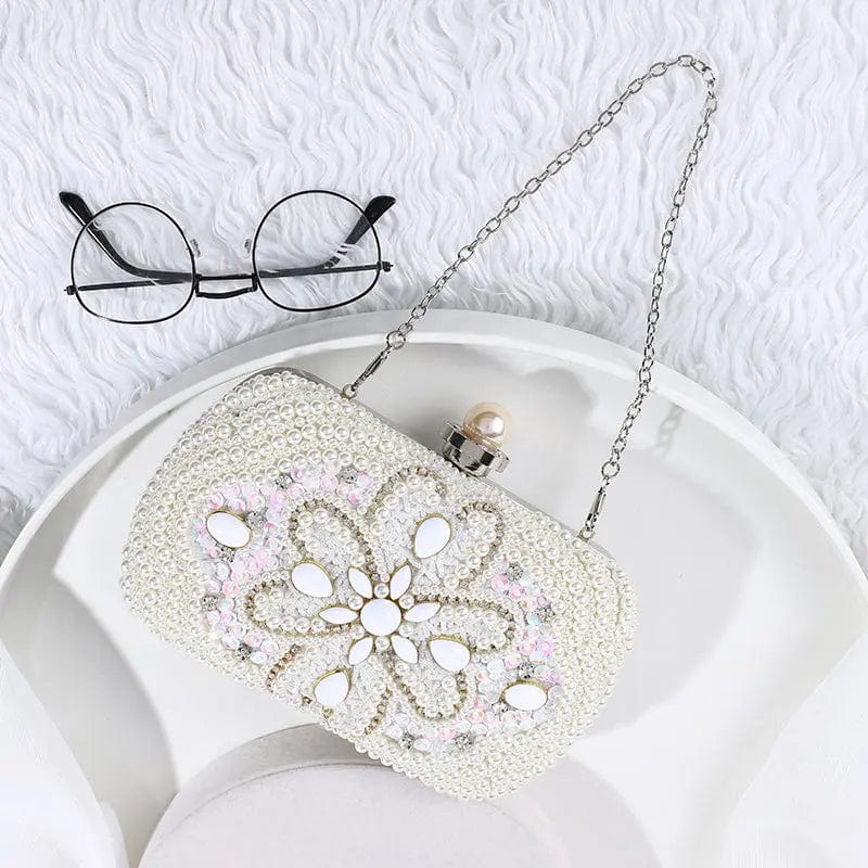 Winter White Factory Wholesale Ladies Portable Messenger Designer Luxury Handbag Elegant Rhinestone Laser Sequin Beaded Handbag Evening Bag