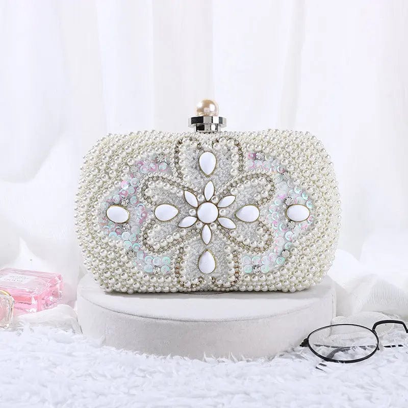Winter White Factory Wholesale Ladies Portable Messenger Designer Luxury Handbag Elegant Rhinestone Laser Sequin Beaded Handbag Evening Bag
