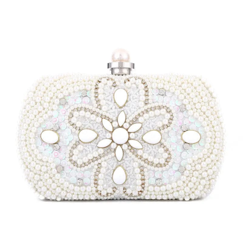 Winter White Factory Wholesale Ladies Portable Messenger Designer Luxury Handbag Elegant Rhinestone Laser Sequin Beaded Handbag Evening Bag