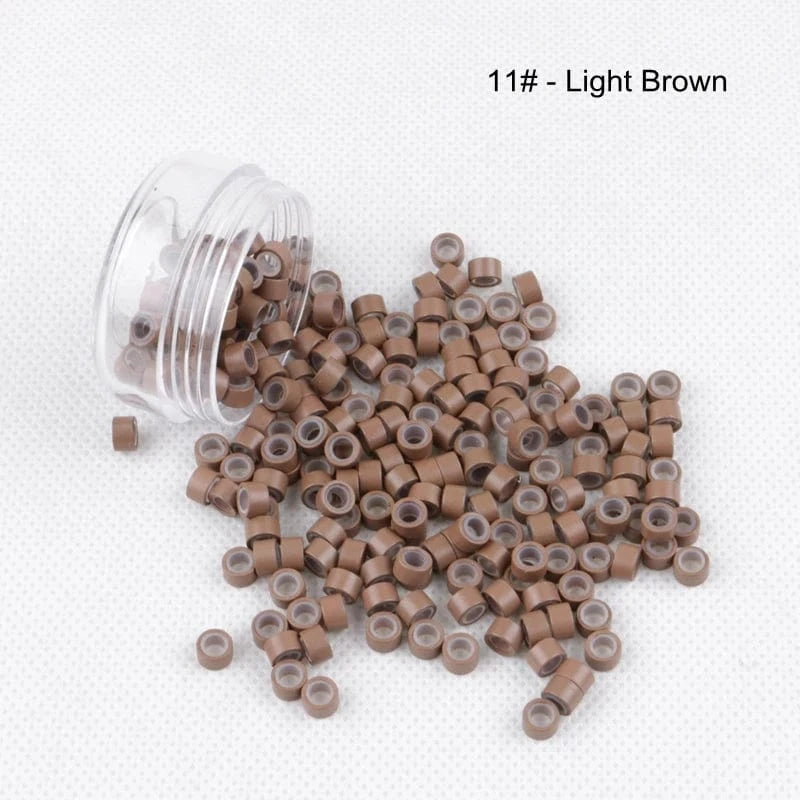 With Silicone Micro Rings Tubes Links Beads for I Tip Hair Extension Tools 1000pcs 5.0 X 3.0 X 3.0mm Aluminum Bottle