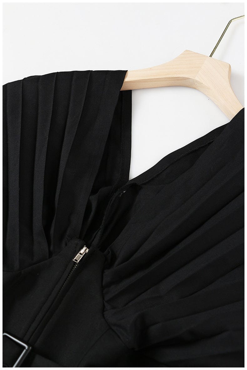 Woman Clothing Oversized Design Ruched Draped Zippers black Color Shirt Coat Casual Women's Jackets