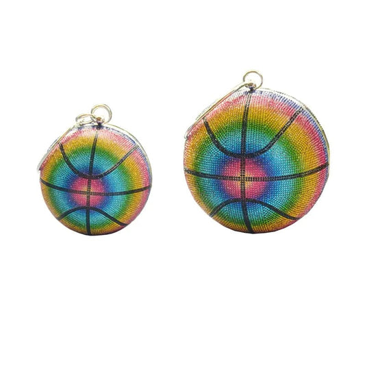 Woman Fashion Party Bag Bling Diamond Evening Crystal Clutch Rhinestone Ball Handbag Rainbow Basketball Purse For Ladies