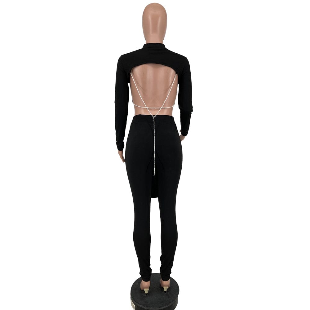 Woman Top Fashion Casual Printed Split Joint Slit O Neck Long Sleeve Two Pieces