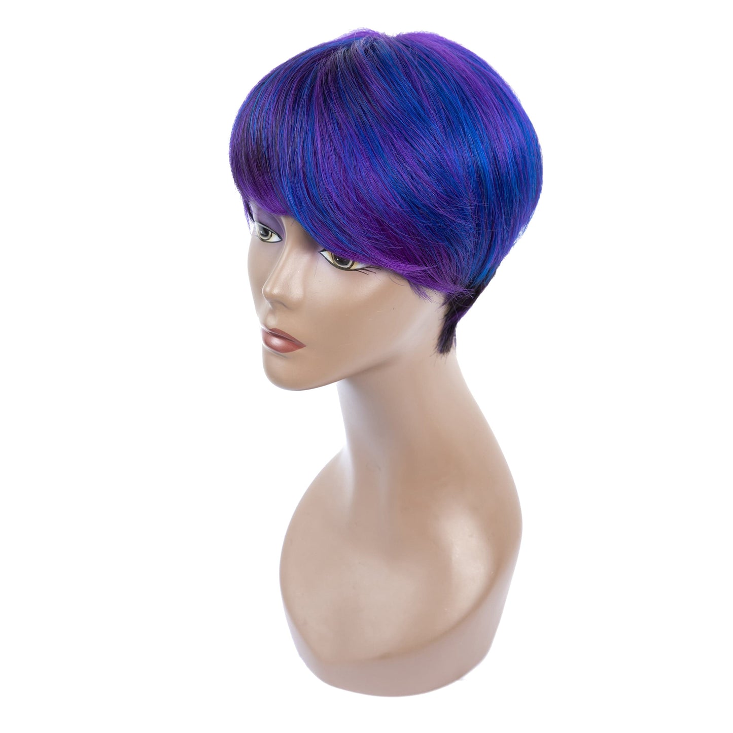 Women 5 Inches Young Girl Virgin Hair Wig Three Tone P Color Multicolor Bangs Short Straight Wigs
