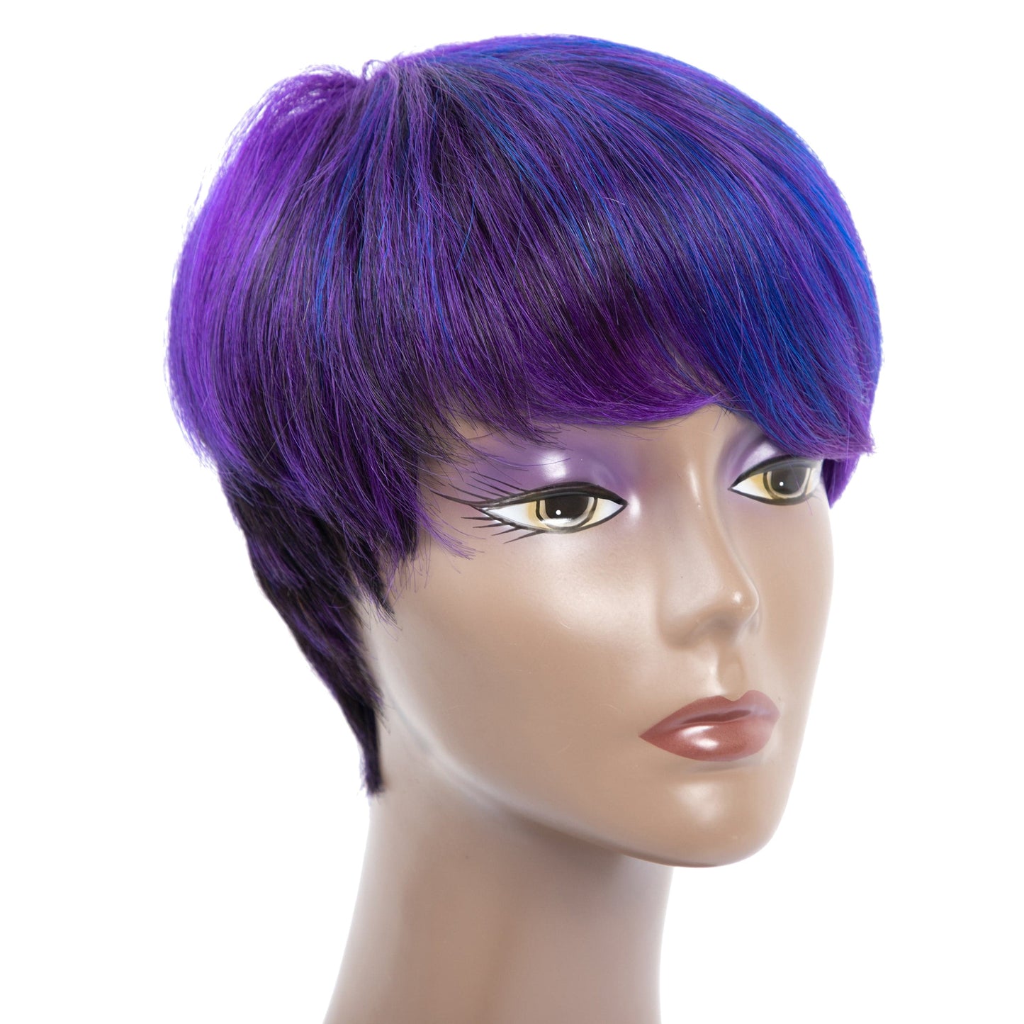 Women 5 Inches Young Girl Virgin Hair Wig Three Tone P Color Multicolor Bangs Short Straight Wigs