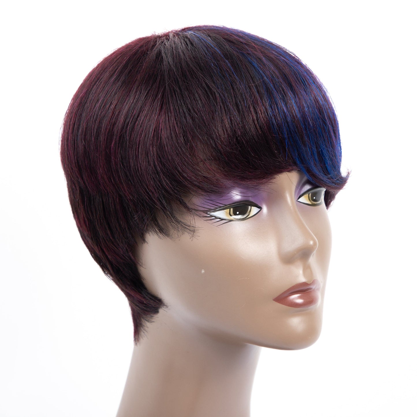 Women 5 Inches Young Girl Virgin Hair Wig Three Tone P Color Multicolor Bangs Short Straight Wigs