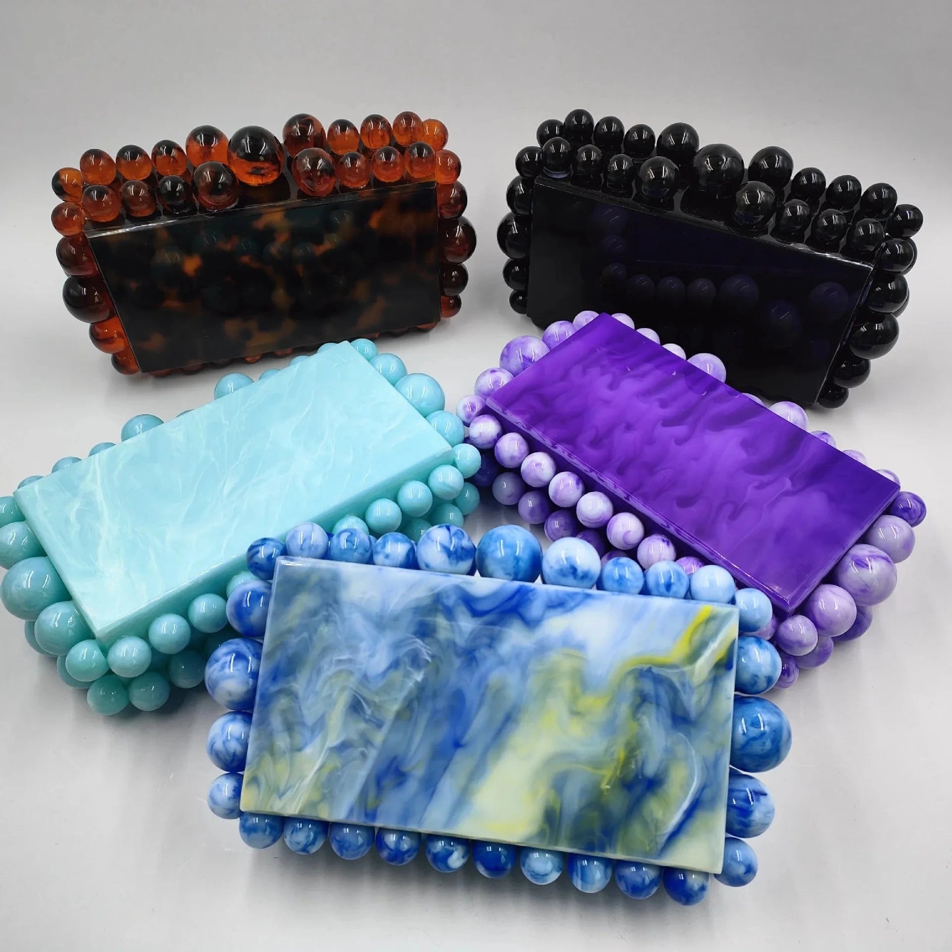 Women Acrylic Box Evening Clutch Bags For Wedding Party LuxuryGold Foil Beads Purses And Handbags Designer High Quality Gift Bag