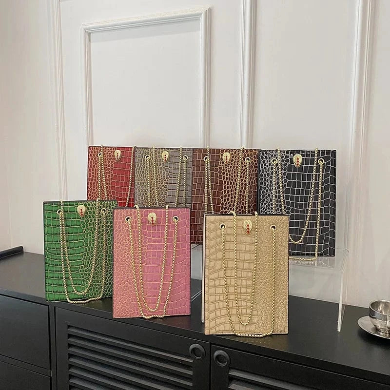 Women Bag Vintage Crocodile Pattern Crossbody Bags for Women PU Leather Trend Designer Shoulder Handbags Large Capacity Bucket