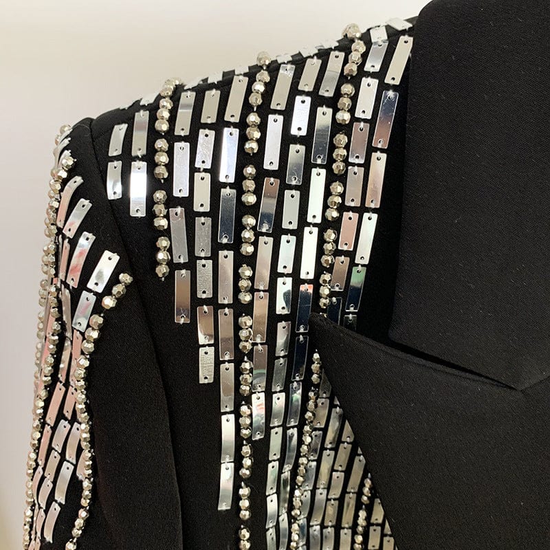 Women Blazer Sequined Long Sleeve Double Breasted Ladies Suit Coat Vintage Female Jacket Tops Spring Autumn 2022 New