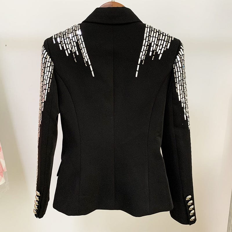 Women Blazer Sequined Long Sleeve Double Breasted Ladies Suit Coat Vintage Female Jacket Tops Spring Autumn 2022 New