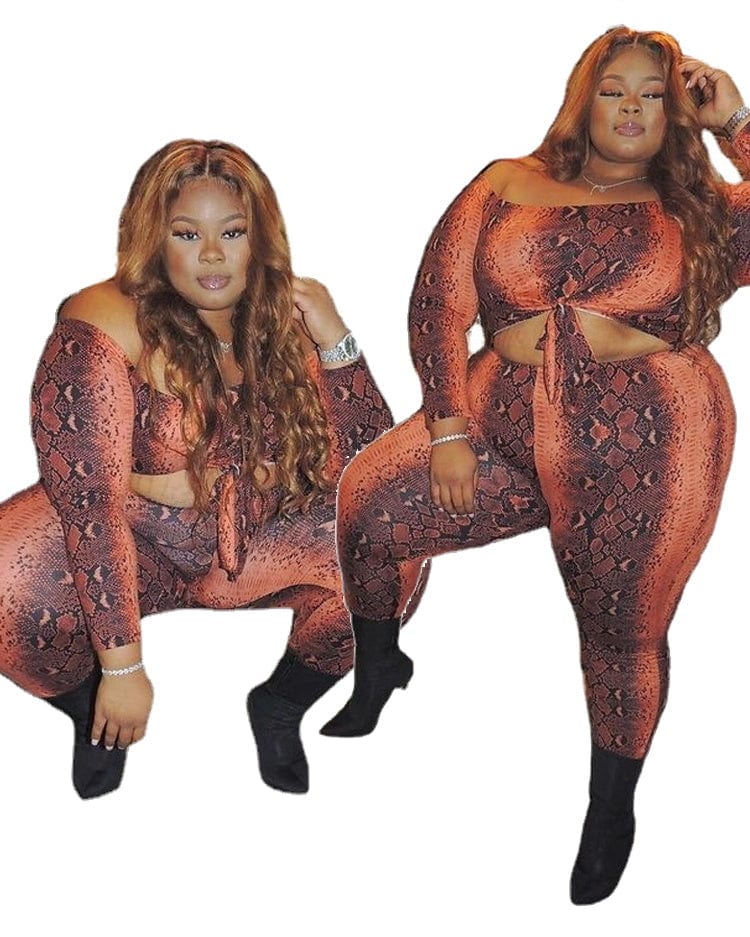 Women Clothing Designers Style Sexy Snake Print Tie Cutout Jumpsuit