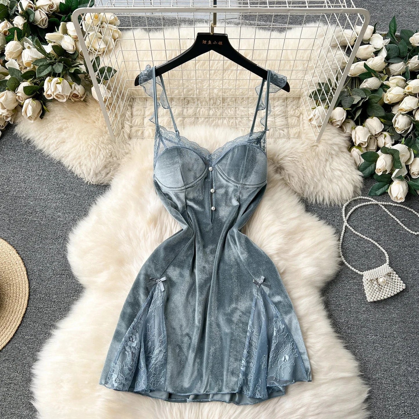Women Clothing Gothic Party Velvet Vintage Sexy A Line Vestidos Patchwork Highstreet Mini Casual Dresses